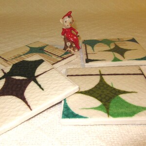 Vintage Starlight Room Barkcloth Coasters GREAT Gift Idea Ceramic Tiles Set of 4 approx 4 x 4 FREE SHIPPING image 4