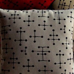 MCM Eames Dot Retro Pillow Cover Maharam Fabric Small Dot Pattern Taupe Grey and Black Many Sizes Available image 1