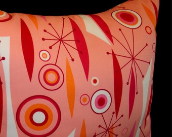 Starburst Pink Pillow Cover -  Space Age Judy Jetson - New Fabric - Many Sizes Available