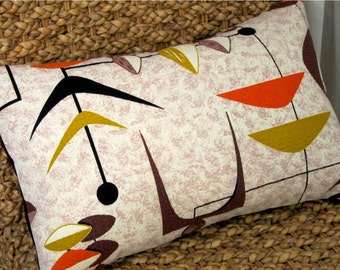 Mad Men MCM Pillow Cover - Mobiles - Orange, Brown, Gold - Vintage Barkcloth - Many Sizes Available
