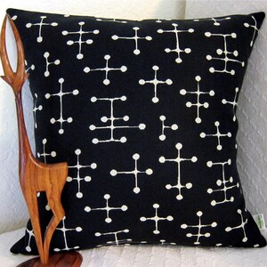 Eames Mid Century Pillow Cover Small Dot Black Black and Cream Document Reverse colorway Many Sizes Available image 2