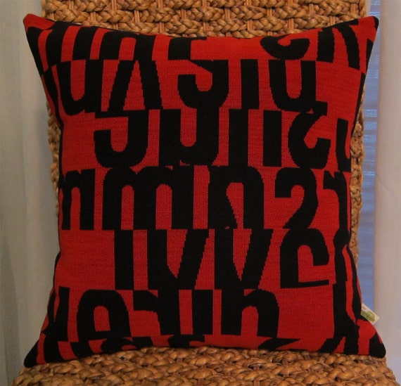 Maharam LETTERS PURPLE fabric Modern Mid Century Pillow w INSERT