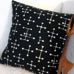 Eames Mid Century Pillow Cover Small Dot Black Black and Cream Document Reverse colorway Many Sizes Available image 3