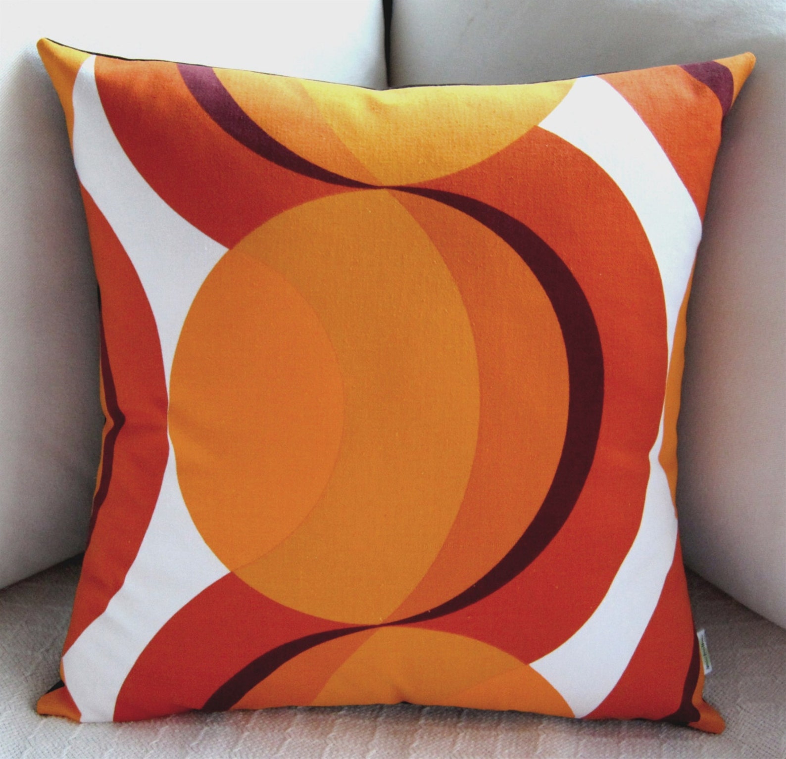 Retro Pillow Cover Burnt Orange 1960s Boho Mod Orange Etsy