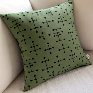 Maharam Eames Dot Pillow Cover Small Dot Pattern Green and Black MANY SIZES AVAILABLE image 2