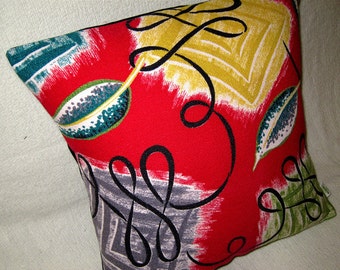 Retro, Mid Century Modern Pillow Cover - Vintage 1950s Barkcloth - Many Sizes Available