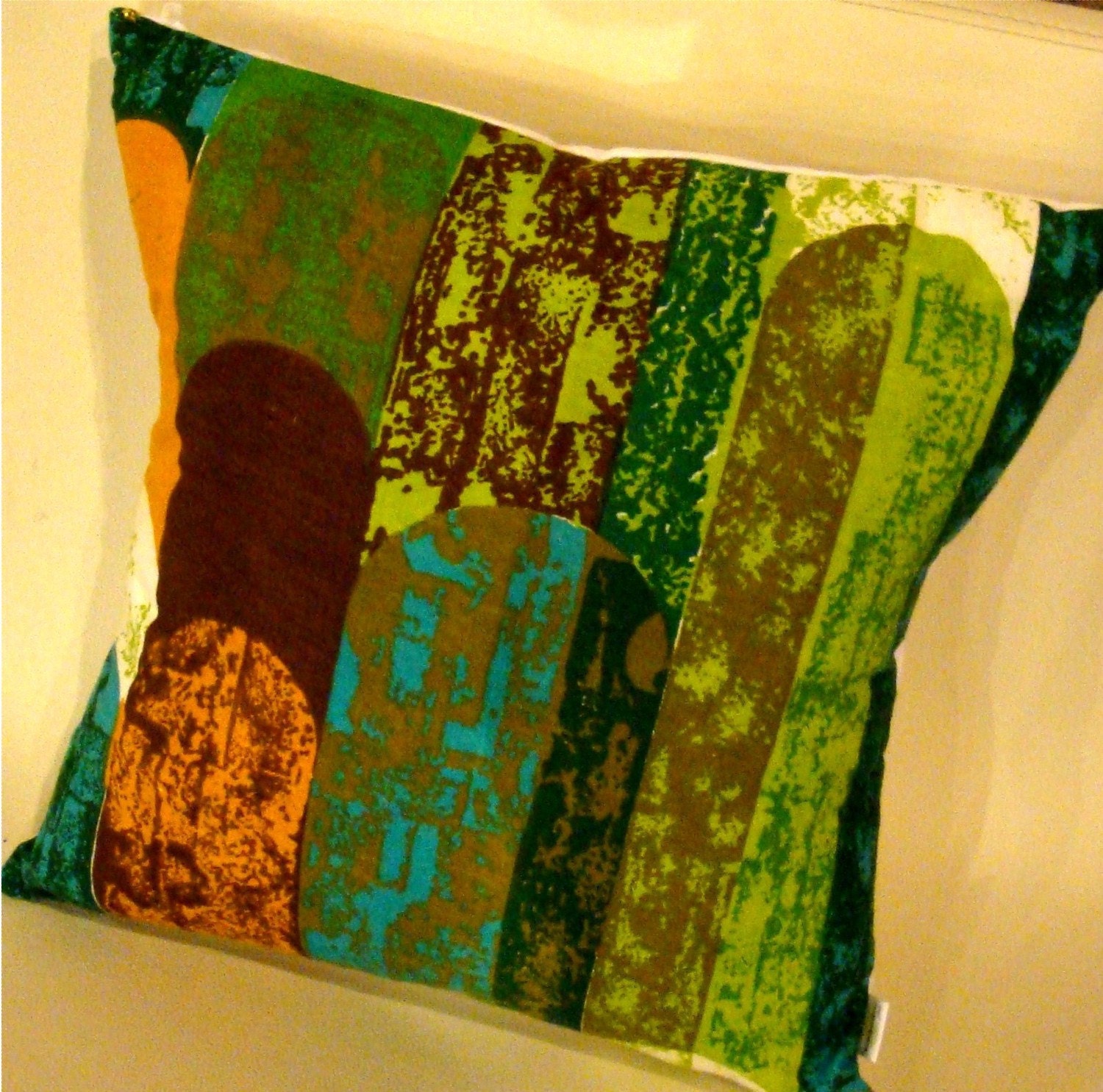 1960s Modern Pillow Cover Olive Lime Teal Gold Choc Etsy