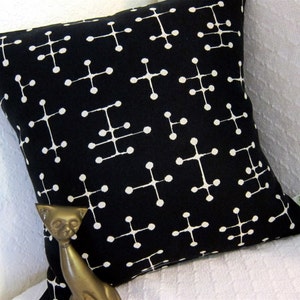Eames Mid Century Pillow Cover Small Dot Black Black and Cream Document Reverse colorway Many Sizes Available image 4