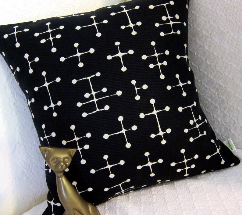 Eames Mid Century Pillow Cover Small Dot Black Black and Cream Document Reverse colorway Many Sizes Available image 4