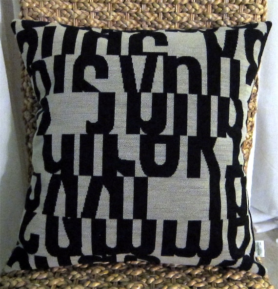 Maharam LETTERS PURPLE fabric Modern Mid Century Pillow w INSERT