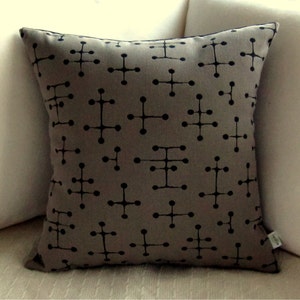 MCM Eames Dot Retro Pillow Cover Maharam Fabric Small Dot Pattern Taupe Grey and Black Many Sizes Available image 5