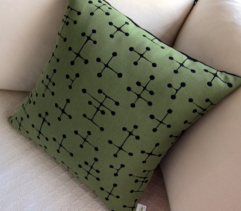 Maharam Eames Dot Pillow Cover Small Dot Pattern Green and Black MANY SIZES AVAILABLE image 3