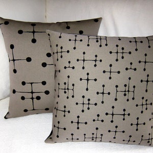 MCM Eames Dot Retro Pillow Cover Maharam Fabric Small Dot Pattern Taupe Grey and Black Many Sizes Available image 4