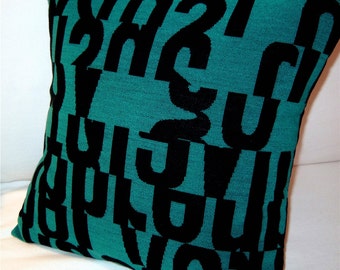 Abstract Letters Modern Pillow Cover -  Aqua - Wool Blend - Gunnar Aagaard Anderson -  Maharam/Kvadrat Fabric - Many Sizes Available