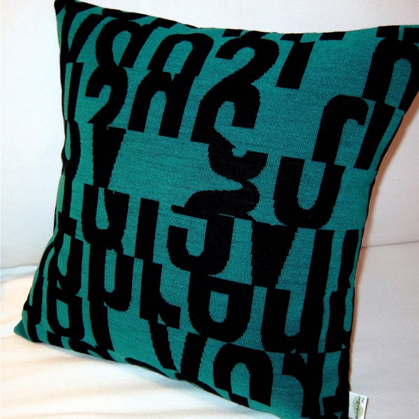 Abstract Letters Modern Pillow Cover -  Aqua - Wool Blend - Gunnar Aagaard Anderson -  Maharam/Kvadrat Fabric - Many Sizes Available