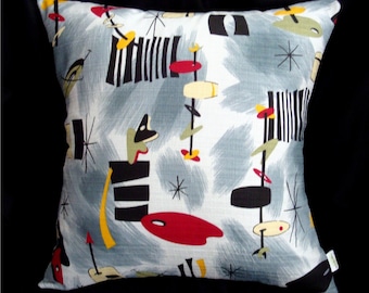 Retro Atomic Space Age Pillow Cover - Boomerang Beat Mobiles Barkcloth - Many Sizes Available