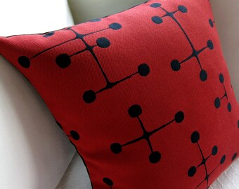 Eames Mid Century Modern Pillow Cover - Maharam - Retro 1940s Design - Red Large Dot Pattern - MANY SIZES AVAILABLE