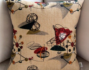 Vintage pattern Pillow Cover - Tinker Toys - Premium Melina Made Barkcloth - Reproduction 1950s pattern - Many Sizes Available