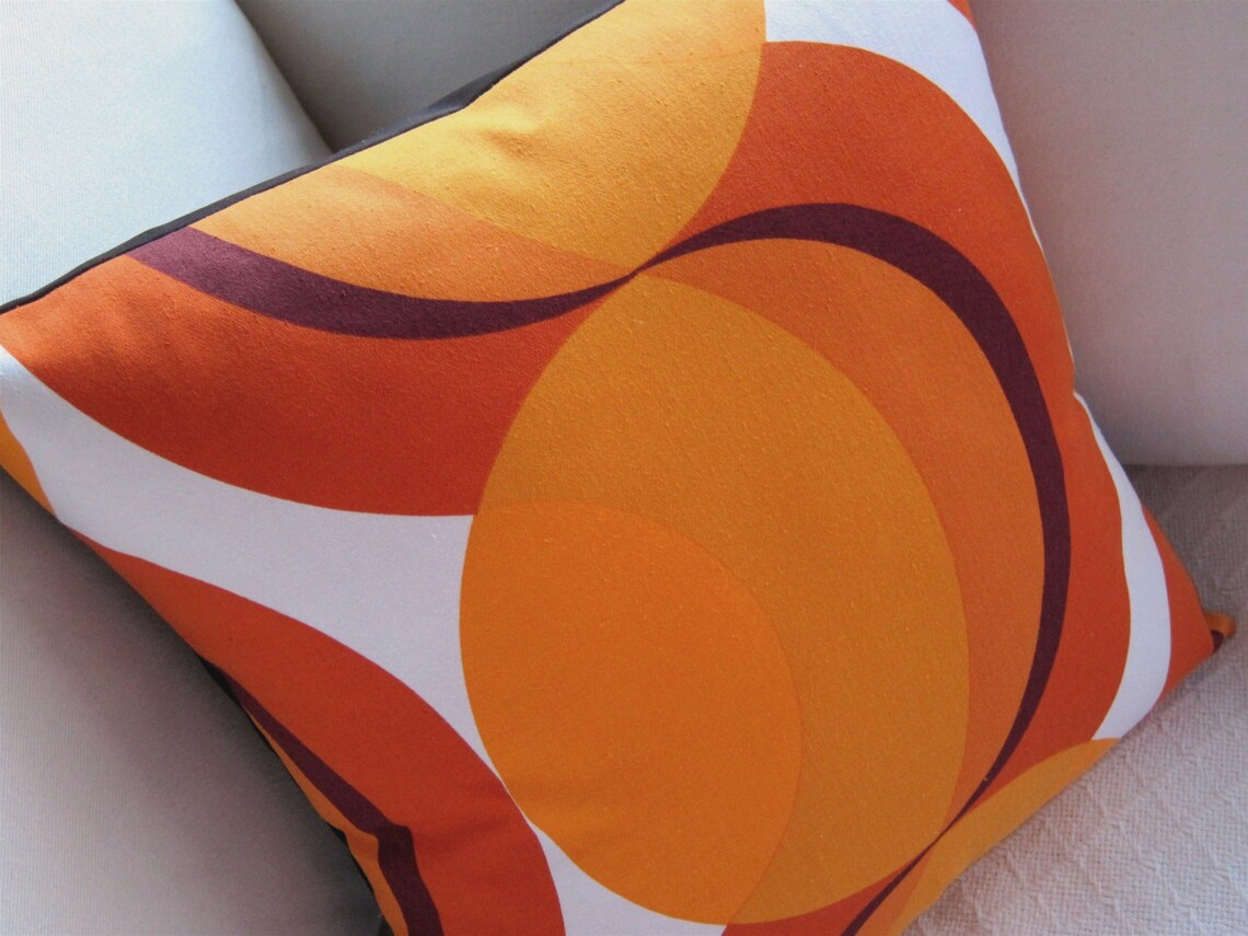 Retro Pillow Cover Burnt Orange 1960s Boho Mod Orange Etsy