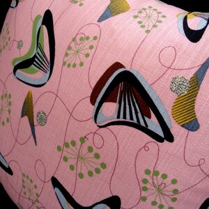 Retro Boomerang Throw Pillow Cover Pink Boomerang Beat Barkcloth Many Sizes Available image 4