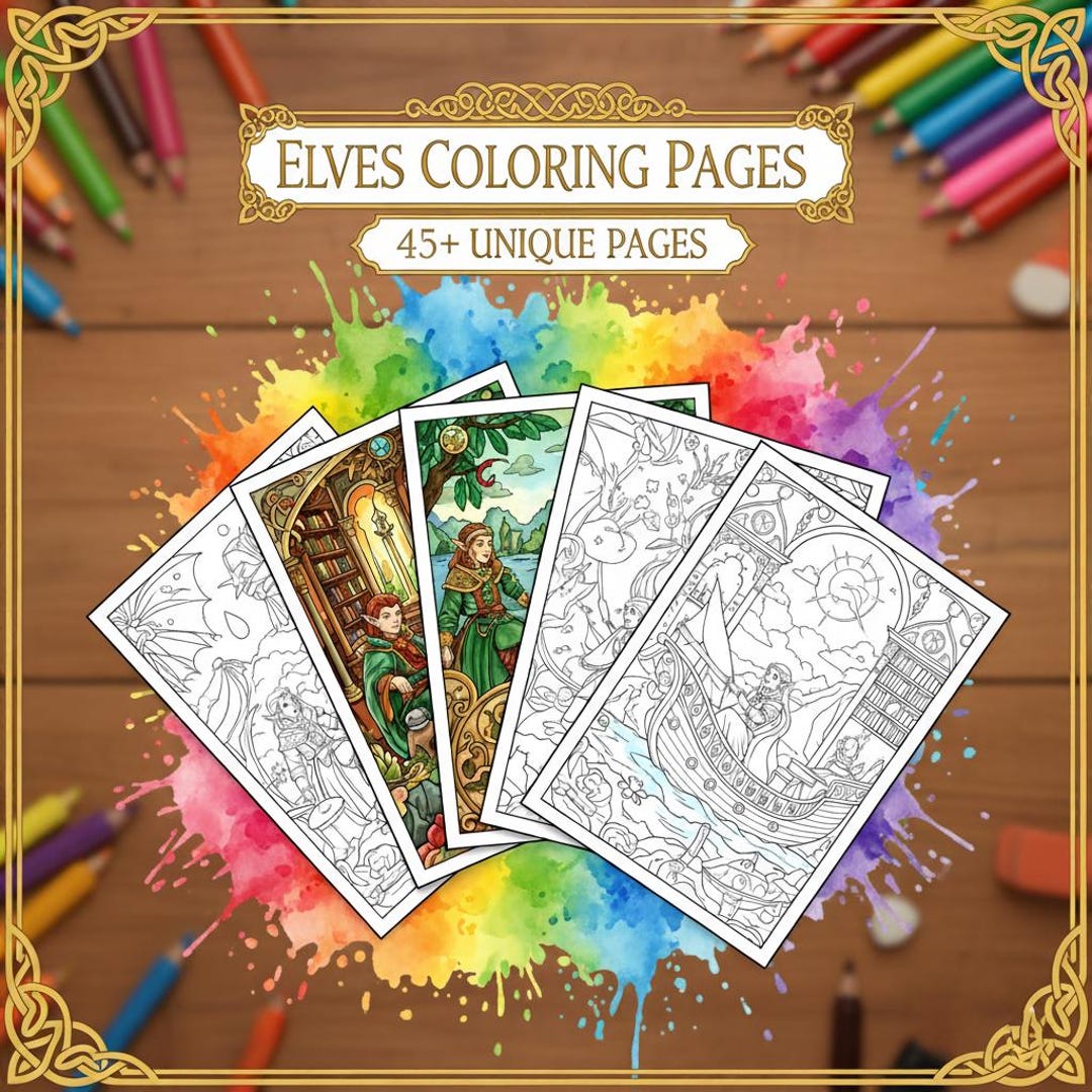 Enchanted Elves Coloring Collection - Majestic Elvish Villages & High ...