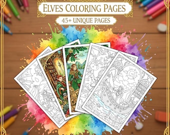 Enchanted Elves Coloring Collection - Majestic Elvish Villages & High Fantasy Art - Adult Activity Book