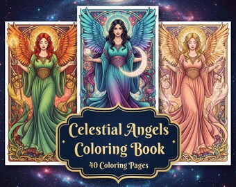 Celestial Angels Coloring Book | Christian Adult Coloring Page (PDF Pattern)