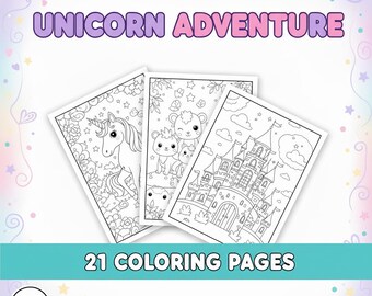 Unicorn Coloring Book for Girls | Princess, Kawaii Designs (PDF Pattern)