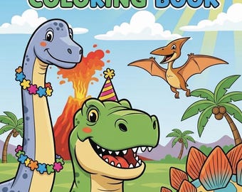 Dinosaur Coloring Book For Kids: 32-Page A4 Printable Activity (Digital Download)