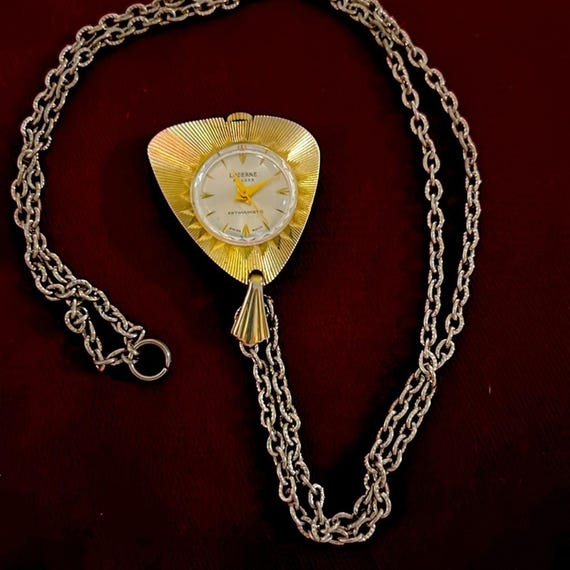 Vintage Lucerne Deluxe Swiss Movement Watch Necklace