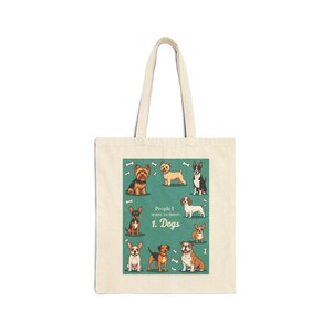 Cute Dog Lover&#39;s Cotton Canvas Tote Bag, Pet Owner Gift, Eco-Friendly Shopping Bag, Dog-Themed Tote, Animal Lover Essentials