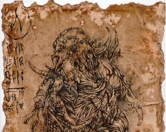 Demonic Creature Scroll Prop, Vorisquillade Art Print (8.5x11) handmade