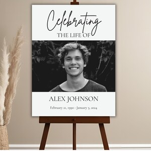 Minimalistic Celebration of Life, Photo Funeral Welcome Sign, Celebration of Life Downloadable, Celebrating of Life Table Sign, Funeral Sign