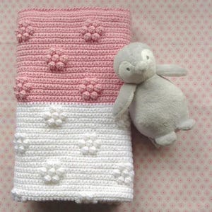 Crochet Flower Baby Blanket Pattern – Easy PDF Pattern for Beginners – Baby Girl Blanket – Digital Download