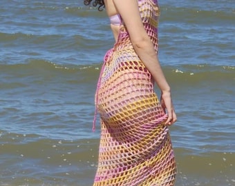 Crochet Midi Beach Cover Up Dress Pattern – Digital PDF Swimsuit Cover