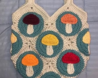 Easy Mushroom Tote Bag Crochet Pattern – Granny Square PDF, Beginner-Friendly Digital Pattern
