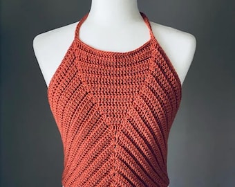 Digital Crochet Halter Top Pattern PDF – Easy Summer Crop Top Design for Women - Crochet Easy Tank Top Pattern