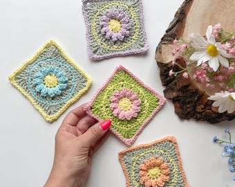 3D Flower Granny Square Crochet Pattern: Boho Blanket PDF Tutorial