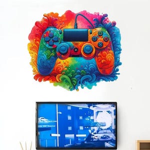 70cm x 50cm Wall Sticker 3D Gamer Boy Wall Stickers Gaming Room Controller Video Game Teenager&#39;s Room Children&#39;s Room Wall Decoration