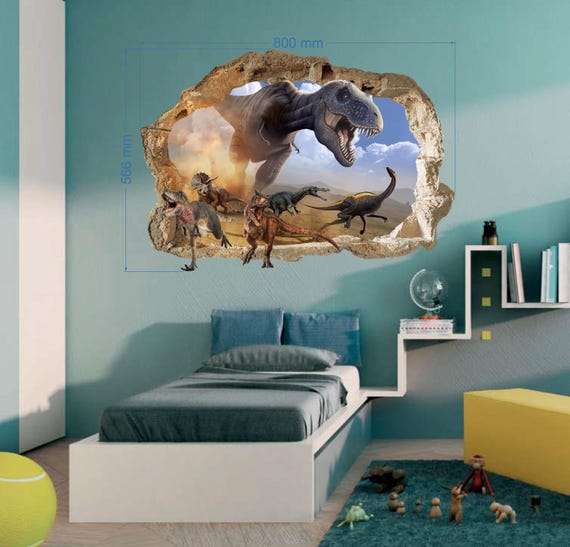 Grande Set Di Adesivi Murali Con Dinosauri, Giurassico Nella Cameretta Dei Ragazzi, Adesivi Con Dinosauri, Arte Murale Con Dinosauri, Adesivi Murali Per Bambini, Decorazione Con Dinosauri, - Italia - Foto 3