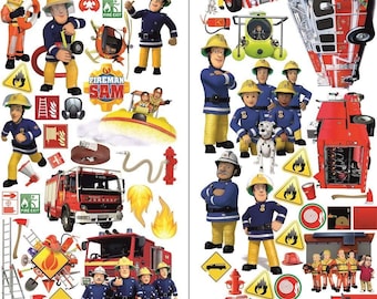 2 Sheets of Fireman Sam Wall Stickers Wall Tattoos Wall Pictures for Boys Fireman Sam Pattern 750 mm x 350 mm