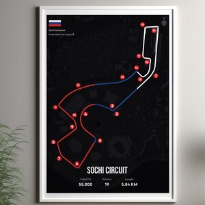 Sochi Grand Prix circuit map print | Sochi F1 track poster - Sochi Formula one wall art decor - F1 lover gift - Sochi Formula track print