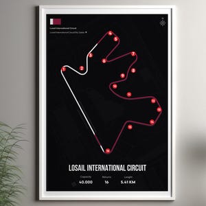 Losail Grand Prix circuit map print | Qatar F1 track poster - Losail Formula one wall art decor - F1 lover gift - Losail Formula track print