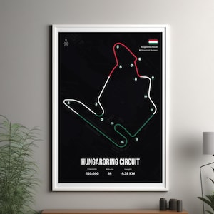 Hungraian Grand Prix circuit Hungaroring map print | Hungaroring F1 circuit poster - Hungaroring Formula one wall art decor - F1 lover gift