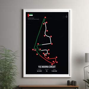 Abu Dhabi Grand Prix Yas Marina circuit map print | Yas Marina F1 circuit poster - Yas Marina racetrack Formula 1 wall decor - F1 lover gift