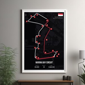Singapore Grand Prix Marina Bay circuit map print | Marina Bay F1 circuit poster - Singapore Formula 1 wall art decor - F1 lover gift