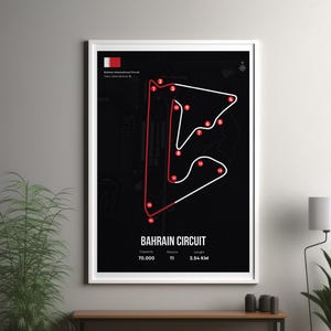 Bahrain Grand Prix circuit map print | Bahrain F1 circuit poster - Bahrain Formula one wall art decor - Grand Prix wall art - F1 lover gift
