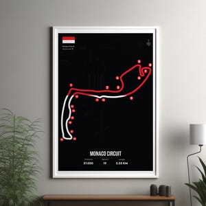 Monaco Grand Prix circuit map print | Monaco F1 circuit poster - Monaco Formula one wall art decor - Grand Prix wall art - F1 lover gift