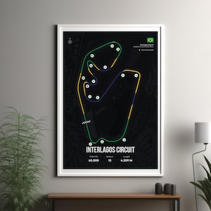 Interlagos Grand Prix circuit map print | Interlagos F1 circuit poster - Formula one wall art decor - Grand Prix wall art - F1 lover gift