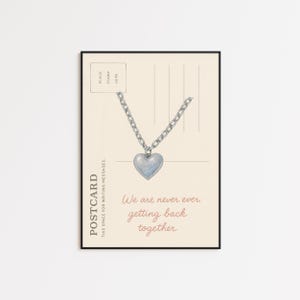 Stampa "Non tornare mai più" - Collana con cuore in argento, cartolina da parete